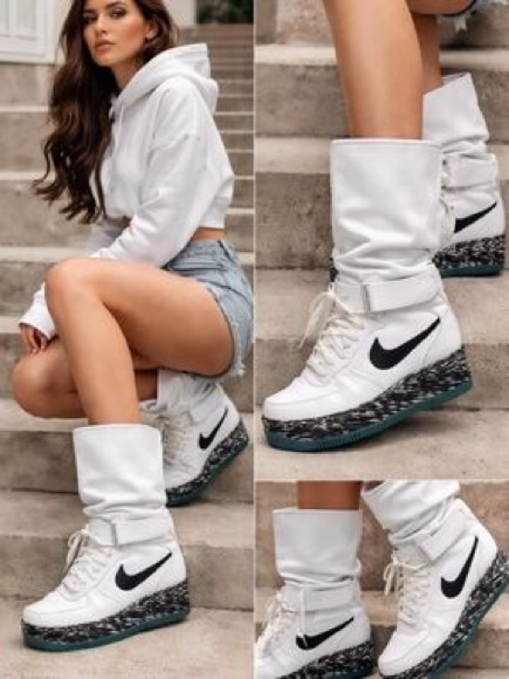 Ricardo Tisci  x  Nike AF1 Upstep N7 Warrior Leather Boot Sneakers - Size 7
